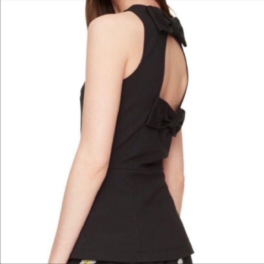 Kate Spade New York, Open Back Double Bow Detail, Sleeveless, Peplum, Ponte Top
